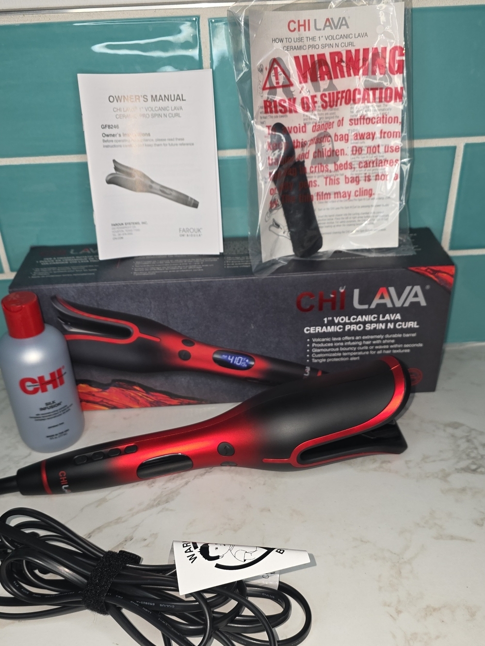 1" Volcanic Lava Ceramic Pro Spin N Curl - Red/Black